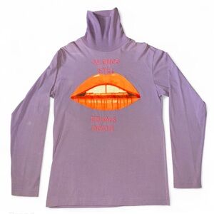 Willy Chavarria purple lips print turtleneck